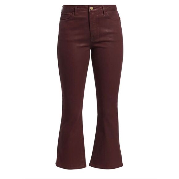 Frame Le Crop Mini Boot Jeans in Bordeaux Coated Size 29 - Picture 3 of 12